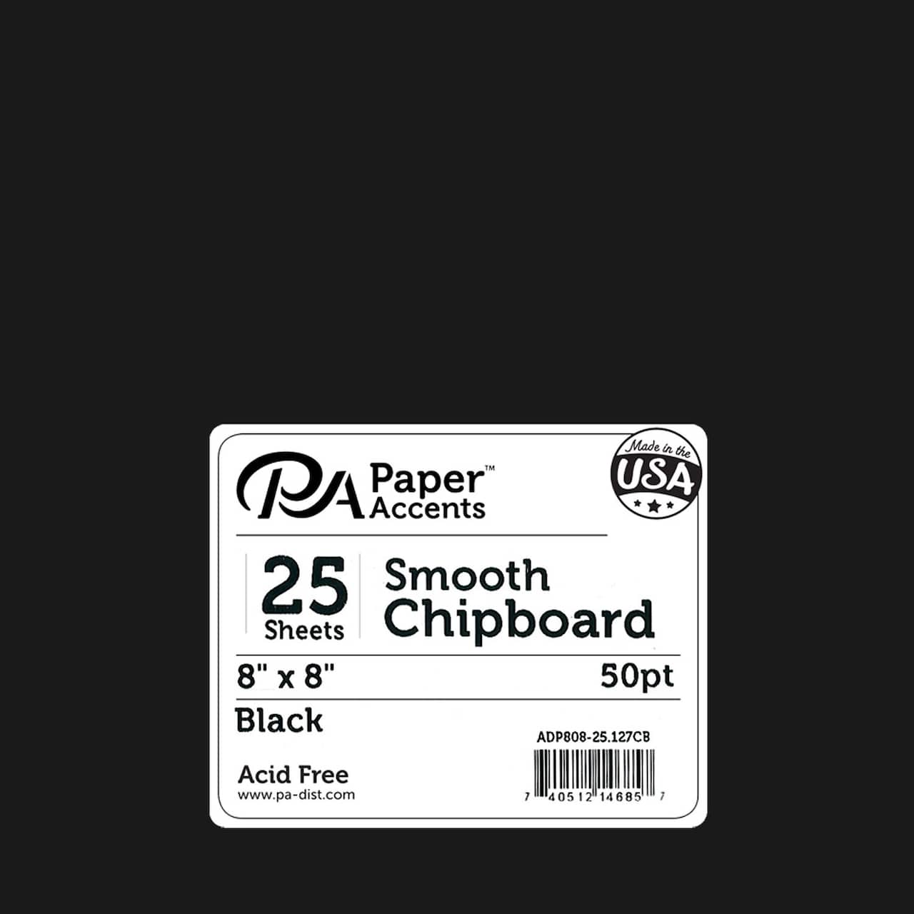 PA Paper&#x2122; Accents Black 8&#x22; x 8&#x22; Heavyweight Chipboard, 25 Sheets